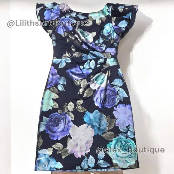 Jessica Howard Floral Runch Sheath Midi Dress(C034)-Size 10 for Women - Picture 7 of 14